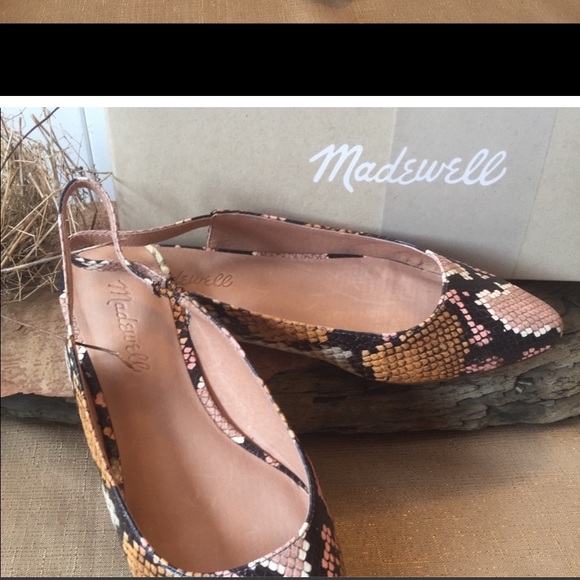Madewell Margot Snake Pattern Slingback Flat - 6 - Picture 1 of 8
